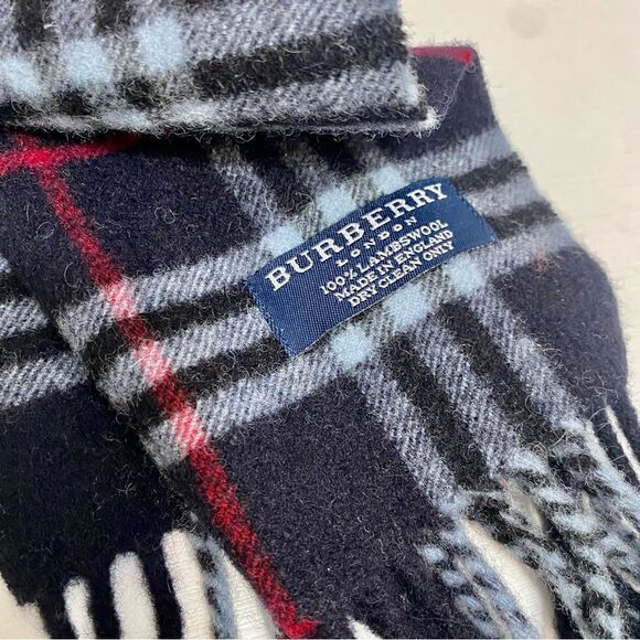 🌺BURBERRY Nova Check Lambswool Scarf Blue - Picture 3 of 8